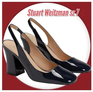 Stuart Weitzman Curveblock 85mm slingback Bkack Block Heels pumps Shoes
