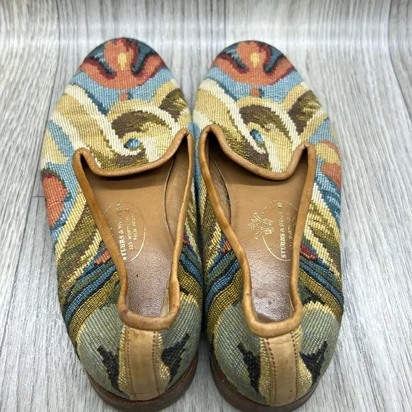 Stubbs Wootton Shoes Flats Womens Needlepoint Tapestry Pattern Loafer Si…