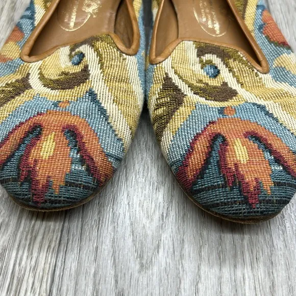 Stubbs Wootton Shoes Flats Womens Needlepoint Tapestry Pattern Loafer Si…