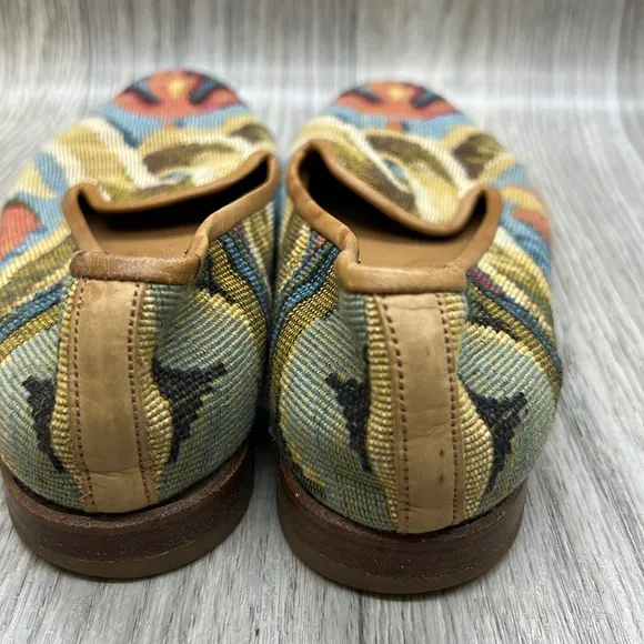 Stubbs Wootton Shoes Flats Womens Needlepoint Tapestry Pattern Loafer Si…