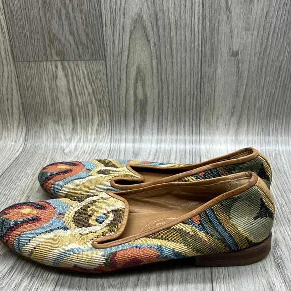 Stubbs Wootton Shoes Flats Womens Needlepoint Tapestry Pattern Loafer Si…