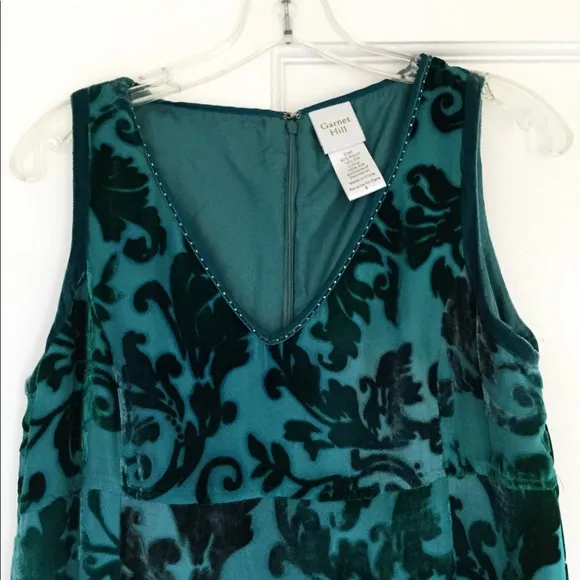 Stunning Garnet Hill Deep Green Velvet Dress. Fully Lined. Size 6