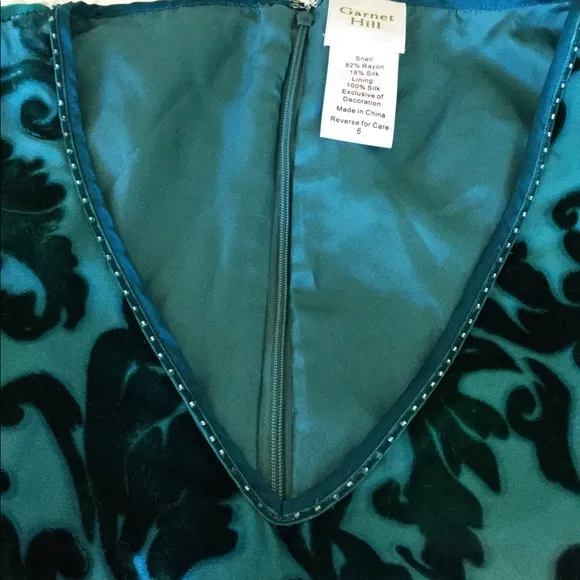 Stunning Garnet Hill Deep Green Velvet Dress. Fully Lined. Size 6