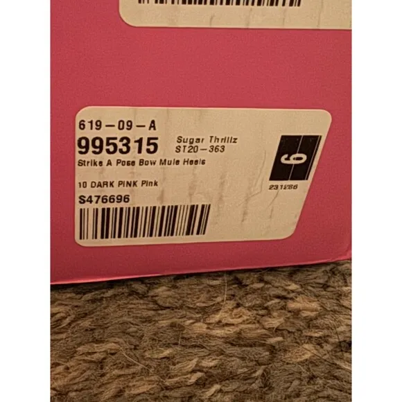 Sugar Thrillz Strike a Pose Diamante Bow Mule Heels Pink Satin Platform Size 10