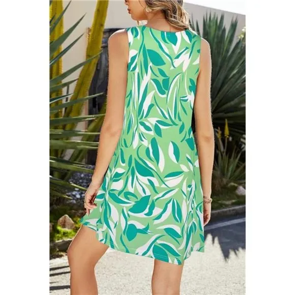 Summer Dresses for Women Beach Green Leaf 2