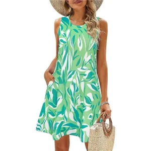 Summer Dresses for Women Beach Green Leaf 2
