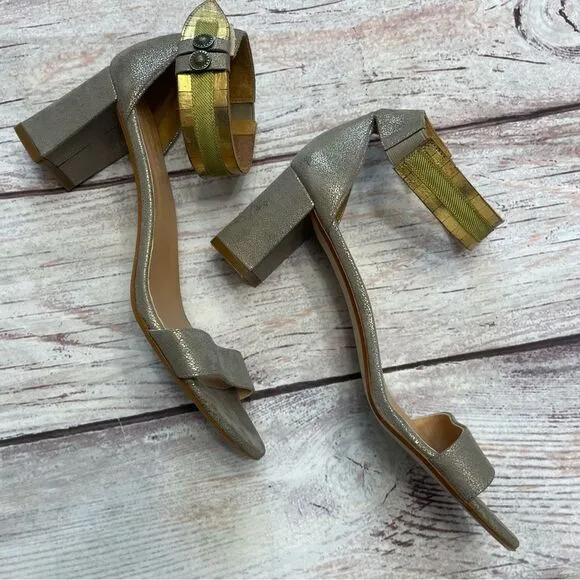 Sundance Twilight Zephyr Pewter Leather Suede Strappy Sandals Size 41 US 10