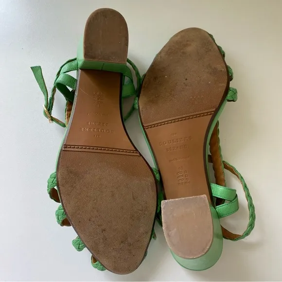 Sézane Natacha Woven Sandals in Green Size EU 40/US 9 Leather Heeled