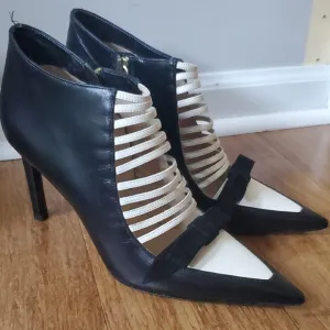 Taccetti Elegant Black and Cream Cut Outs Women's Heels/ Ankle boots 39 1/2