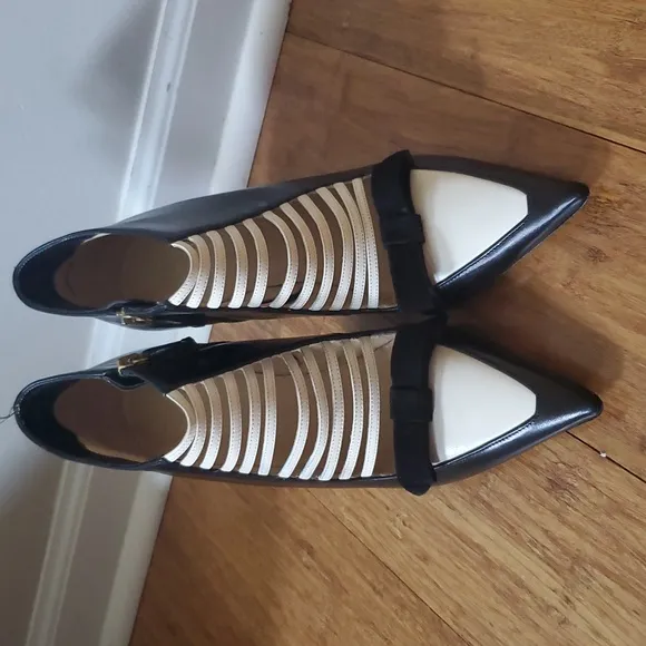 Taccetti Elegant Black and Cream Cut Outs Women's Heels/ Ankle boots 39 1/2