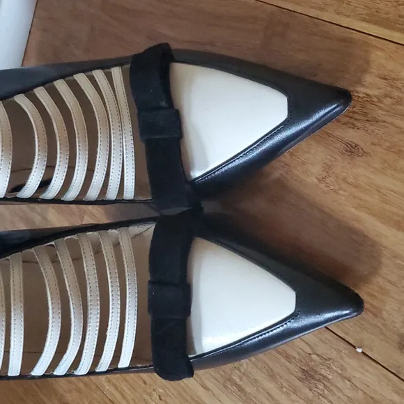 Taccetti Elegant Black and Cream Cut Outs Women's Heels/ Ankle boots 39 1/2