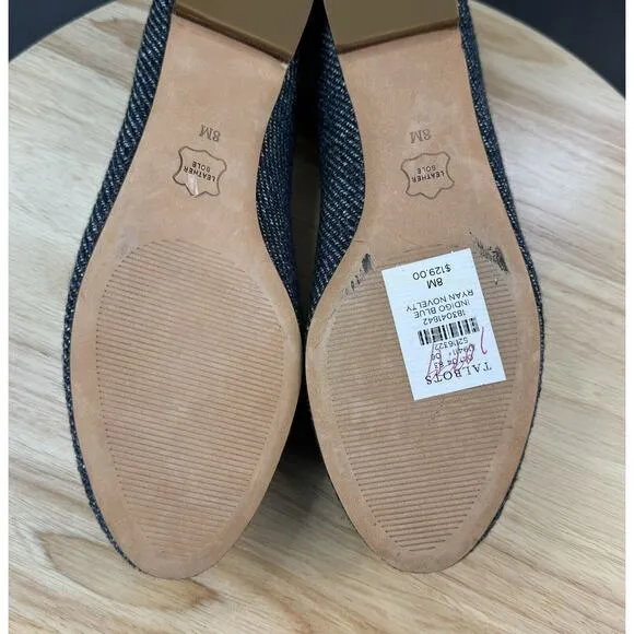 Talbots Ryan Apple Appilique Denim Teacher Loafer Flats Shoes Women's Size 8M