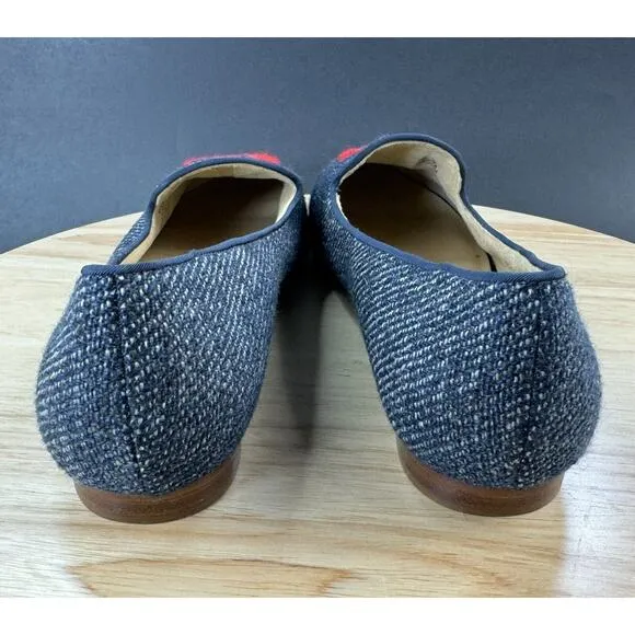 Talbots Ryan Apple Appilique Denim Teacher Loafer Flats Shoes Women's Size 8M