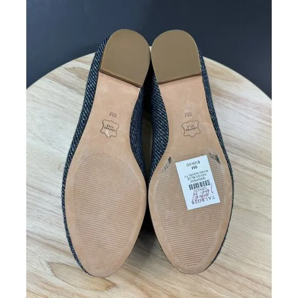 Talbots Ryan Apple Appilique Denim Teacher Loafer Flats Shoes Women's Size 8M