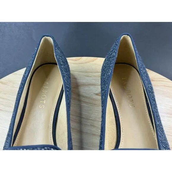 Talbots Ryan Apple Appilique Denim Teacher Loafer Flats Shoes Women's Size 8M