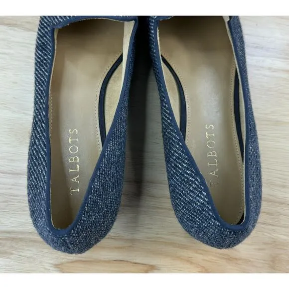 Talbots Ryan Apple Appilique Denim Teacher Loafer Flats Shoes Women's Size 8M
