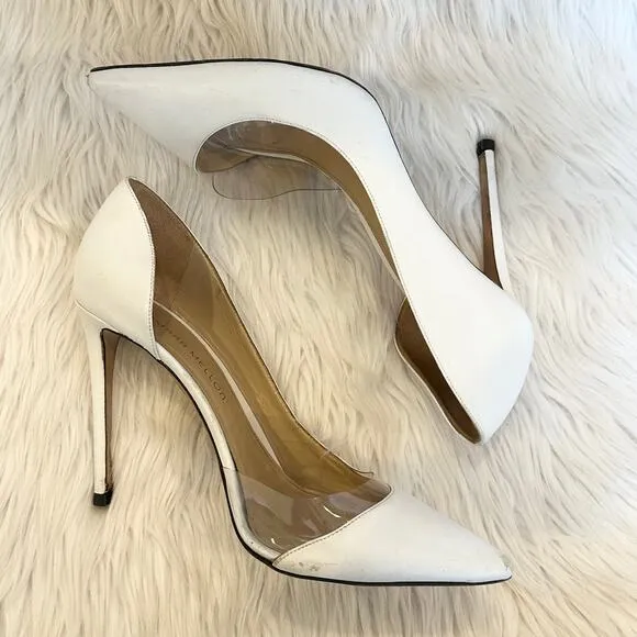 Tamara Mellon Siren Pumps D’Orsay Nappa Leather Pointed Toe Stiletto Heels White