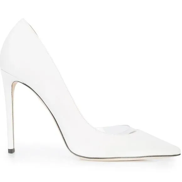 Tamara Mellon Siren Pumps D’Orsay Nappa Leather Pointed Toe Stiletto Heels White