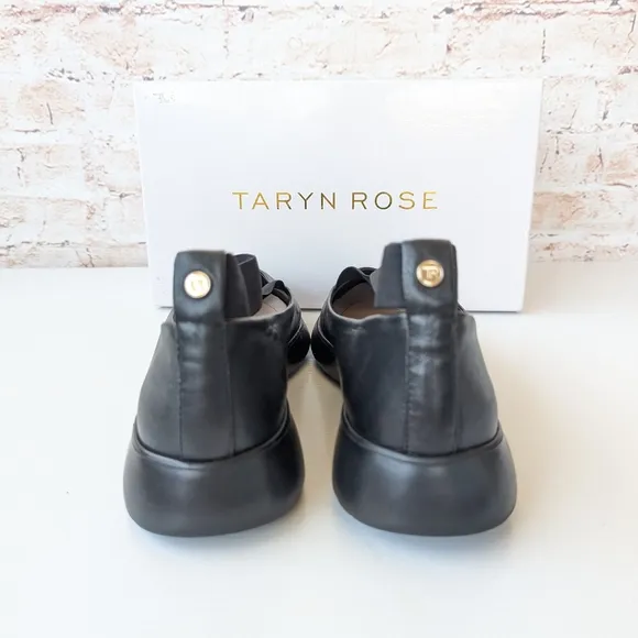 Taryn Rose Danielle Soft  Leather lack Flats with Crossover Detail