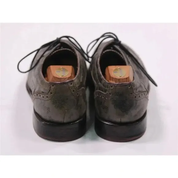 Ted Baker Brown/Black Paisley Wingtip Oxford Leather Dress Shoes Men's 8.5