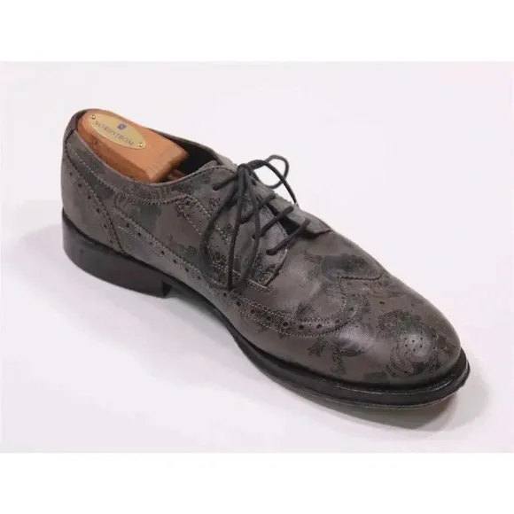 Ted Baker Brown/Black Paisley Wingtip Oxford Leather Dress Shoes Men's 8.5
