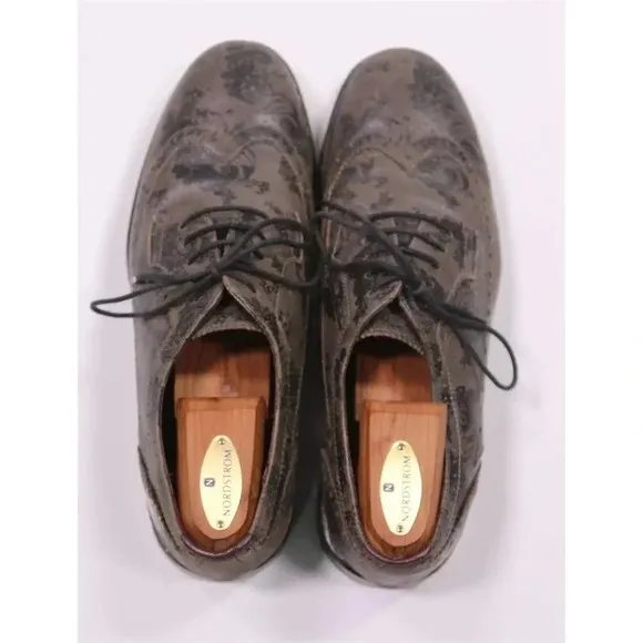 Ted Baker Brown/Black Paisley Wingtip Oxford Leather Dress Shoes Men's 8.5