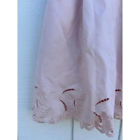 Ted Baker Emalise V Neck Embroidered Skater Dress, Pink, Sz 1 (Sz 4)