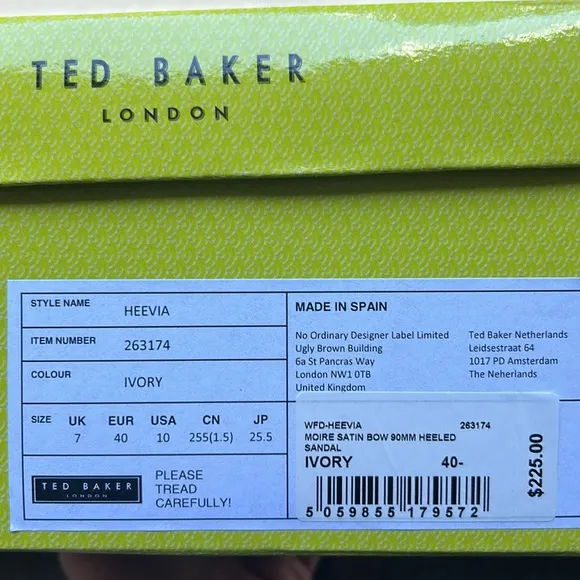 Ted Baker Heevia Moire Satin Bow Heeled Sandals