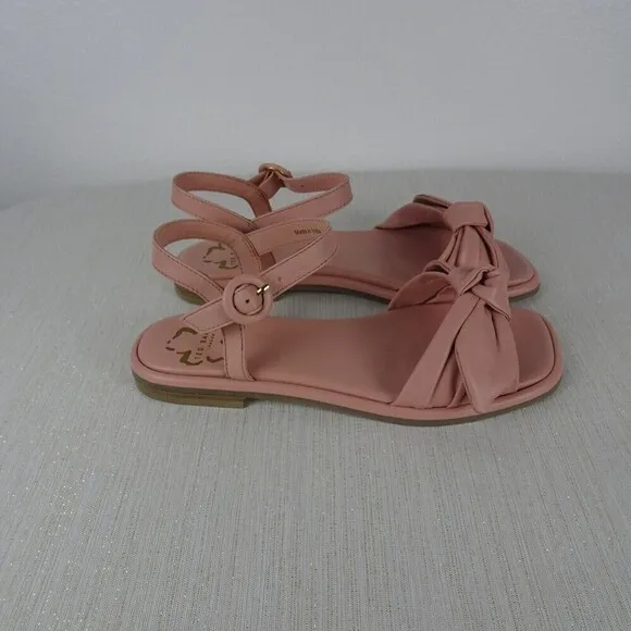 TED BAKER London Halah Sandals Shoes Flats Bow Leather Dusty Pink NIB Women 7
