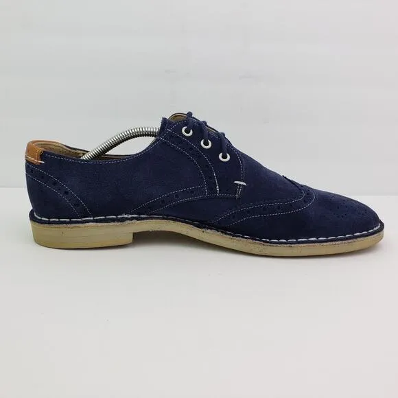 Ted Baker London Jamfro Mens Size 11 Blue Suede Oxford Wingtip Dress Shoes