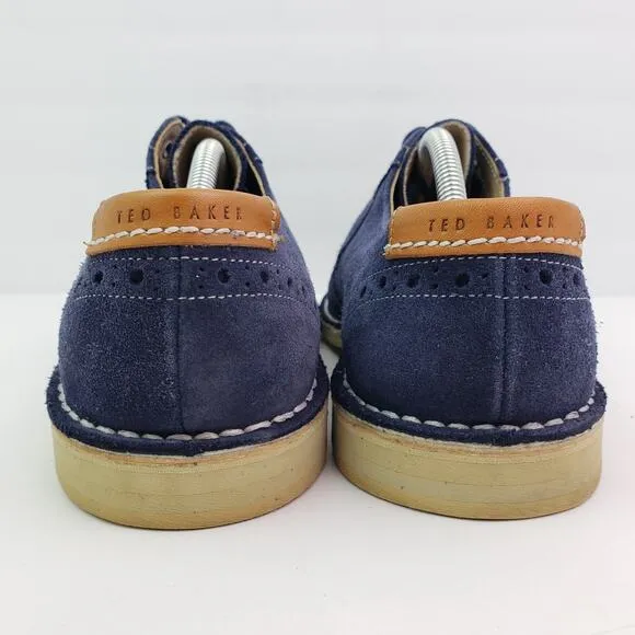 Ted Baker London Jamfro Mens Size 11 Blue Suede Oxford Wingtip Dress Shoes