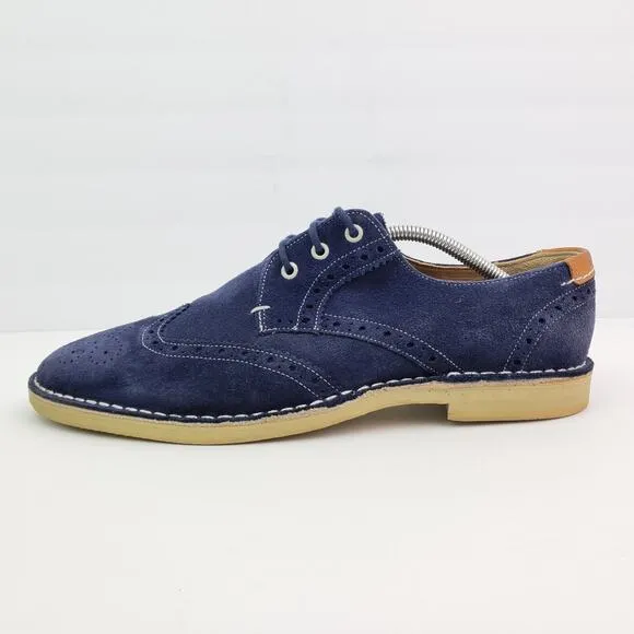 Ted Baker London Jamfro Mens Size 11 Blue Suede Oxford Wingtip Dress Shoes