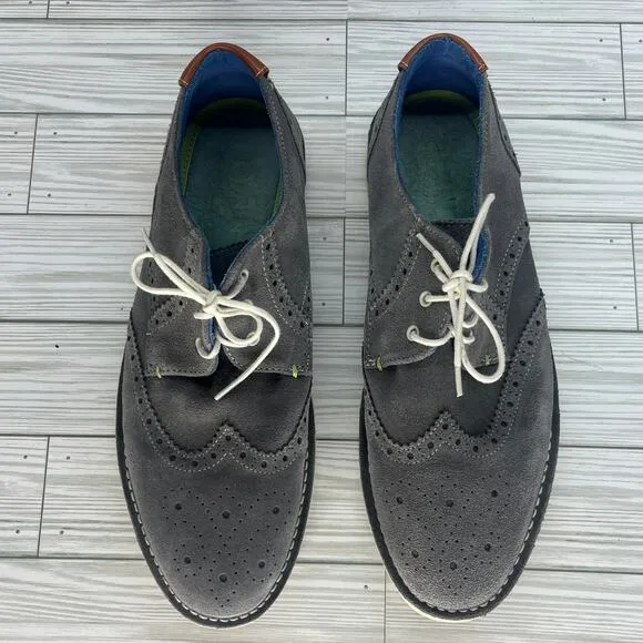 Ted Baker Men's Wingtip Gray Suede Leather Lace-up Oxford Dress Shoes Size 11.5