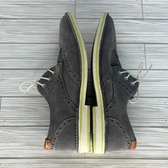 Ted Baker Men's Wingtip Gray Suede Leather Lace-up Oxford Dress Shoes Size 11.5