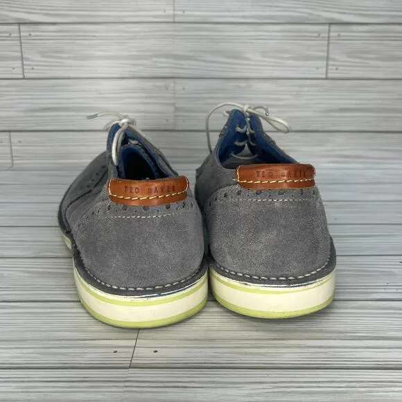 Ted Baker Men's Wingtip Gray Suede Leather Lace-up Oxford Dress Shoes Size 11.5