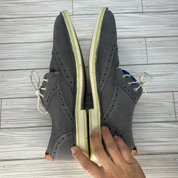 Ted Baker Men's Wingtip Gray Suede Leather Lace-up Oxford Dress Shoes Size 11.5