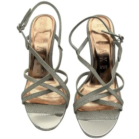 Ted Baker Silver Strappy Women's Sandals size 10