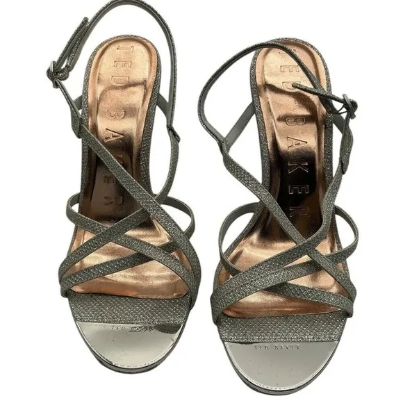 Ted Baker Silver Strappy Women's Sandals size 10