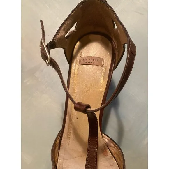 Ted Baker T-Strap Heels Vintage 00s 1940's Vibe ~ Leather &amp; Satin! Sz 40
