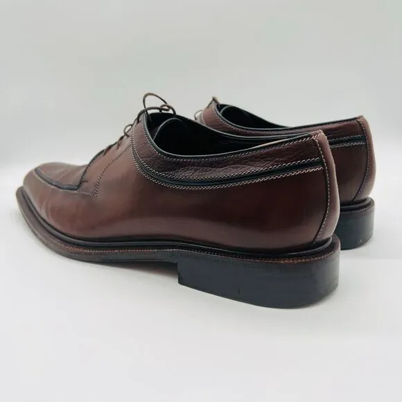 Testoni Shoes Mens 12.5 Brown Leather Oxford Black Label Italy Dress Vintage