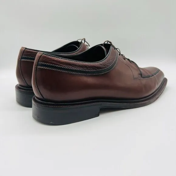 Testoni Shoes Mens 12.5 Brown Leather Oxford Black Label Italy Dress Vintage