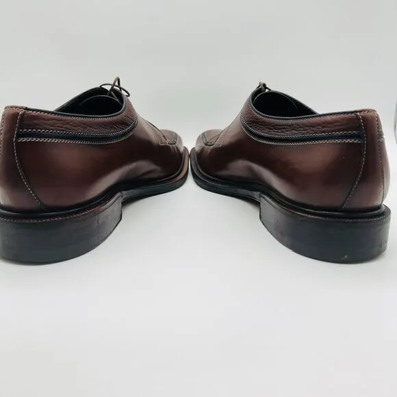 Testoni Shoes Mens 12.5 Brown Leather Oxford Black Label Italy Dress Vintage