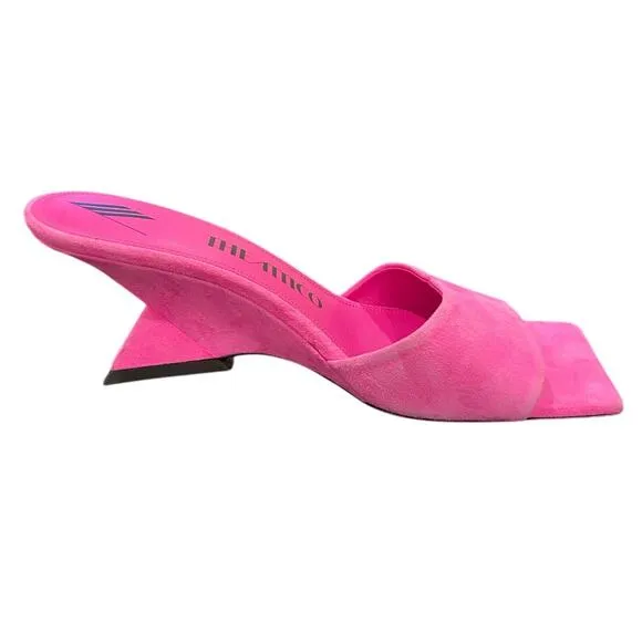 The Attico Cheope Suede Sandals Sculpted Heel Square Toe Statement Party Sz 7.5