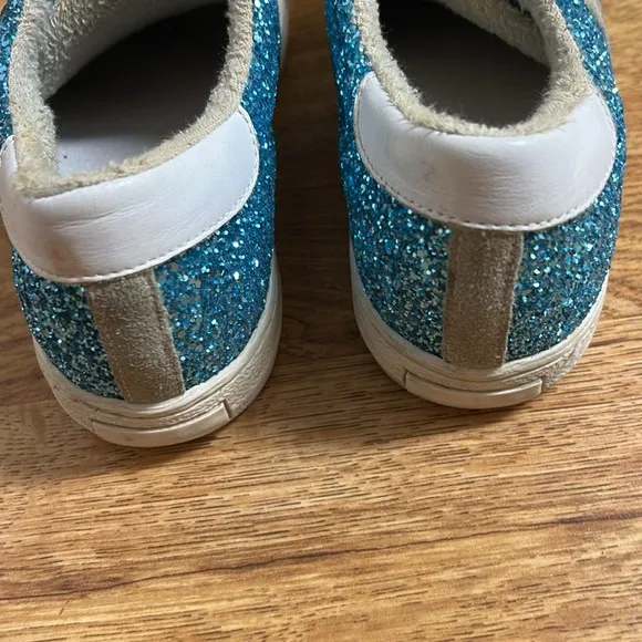 THE SHOES BOX Made in Italy Size 7 Blue Glitter Sneakers with Star Design