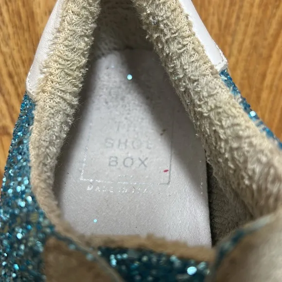 THE SHOES BOX Made in Italy Size 7 Blue Glitter Sneakers with Star Design