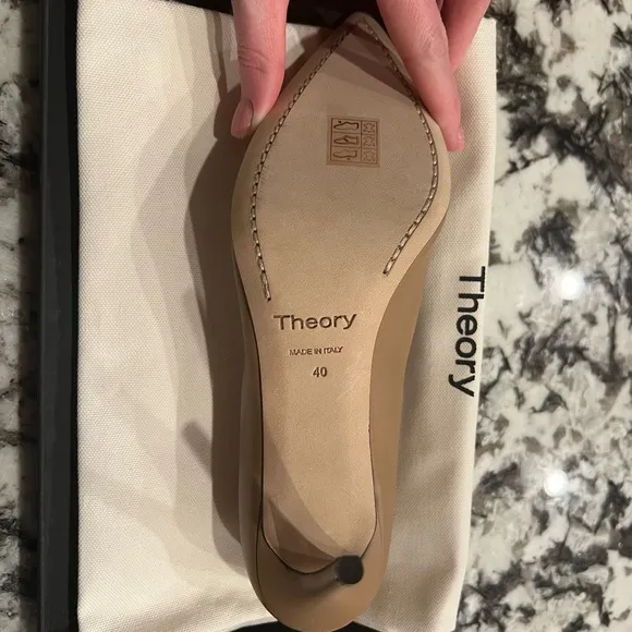 Theory City Pump in Italian Leather Dark Nude