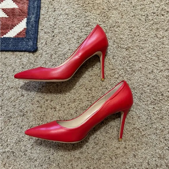 Theory Demeura Napa leather Red Stiletto Heels Pointed Toe