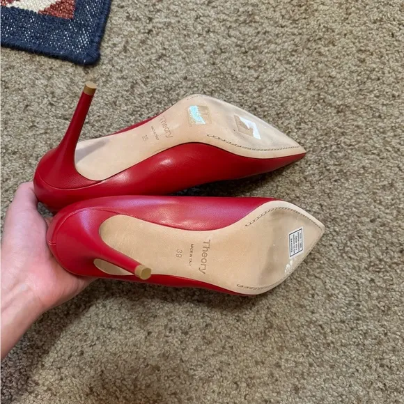 Theory Demeura Napa leather Red Stiletto Heels Pointed Toe