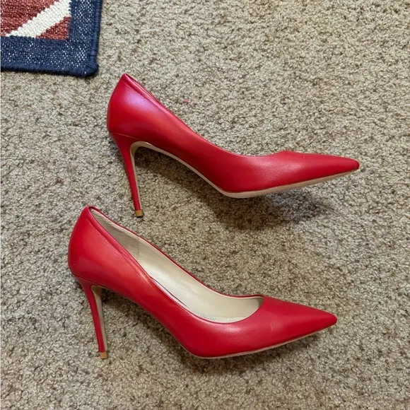 Theory Demeura Napa leather Red Stiletto Heels Pointed Toe