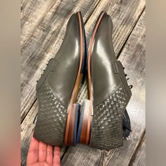 Thomas and Vine 9.5 Grey Woven Leather Men’s Dress Shoes NWOB